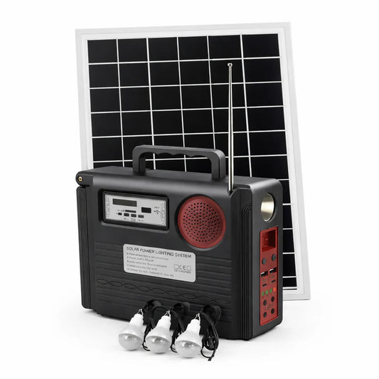 Sistem Solar Jortan - 3 Lampi LED 25W - Radio, Panou 12W Baterie 25000mAh