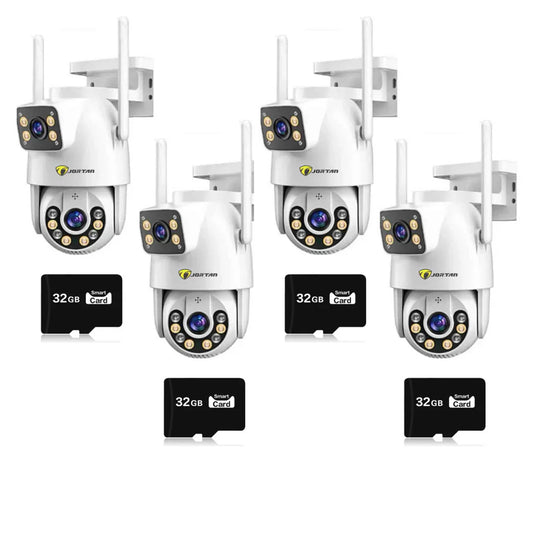 Set 4 Camere Supraveghere Wi-Fi/LAN Jortan 9697QJ, 6MP , PTZ, Color Noaptea, 4x Carduri microSD 32GB Incluse
