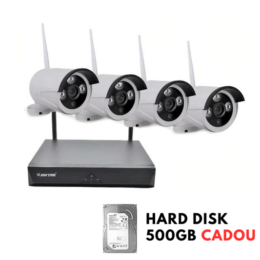 Sistem de supraveghere Wireless Jortan, 4 camere, HDMI + Hard Disk 500GB CADOU