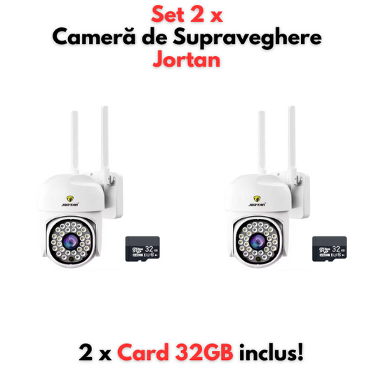 Set 2 x Camera de Supraveghere Jortan, JT-8161QJ, Full Color, Smart & Wifi IP Camera + 2 x Card 32GB INCLUS!