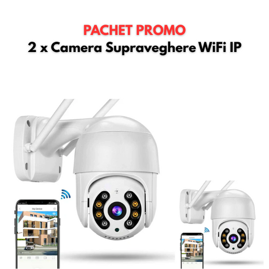 PACHET PROMO: 2 x Camera Supraveghere WiFi IP 355 Grade cu CONTROL PE TELEFON