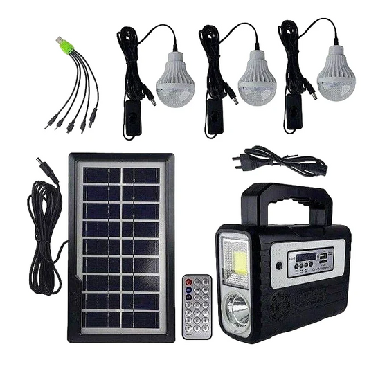 Kit solar GD-8028 proiector Radio cu panou solar si 3 Becuri