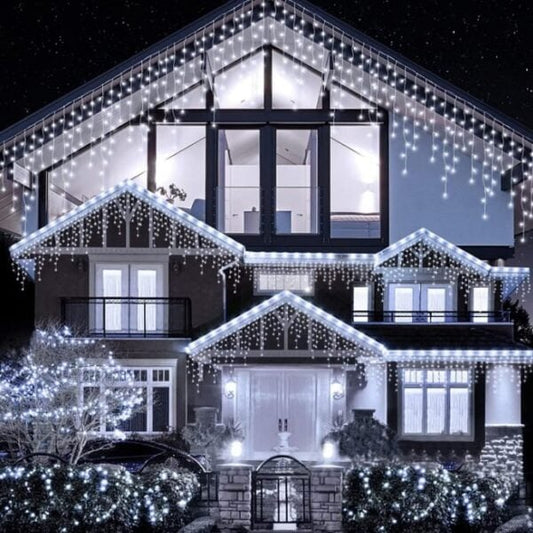 1+1 CADOU Instalatie de Craciun tip franjuri 12 metri, 8 jocuri de lumini