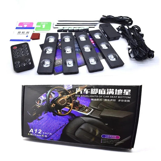 Set lumini ambientale Starlight RGB cu telecomanda 7 lumini A12