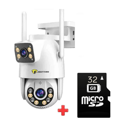 Camera Jortan Dual PTZ 9697QJ, 6MP UHD, LAN/Wireless, Color Noaptea, IP66, Card 32GB inclus