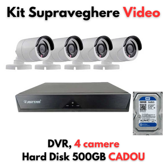 Kit de supraveghere cu 4 camere CCTV AHD, JORTAN 4K, TRANSPORT GRATUIT