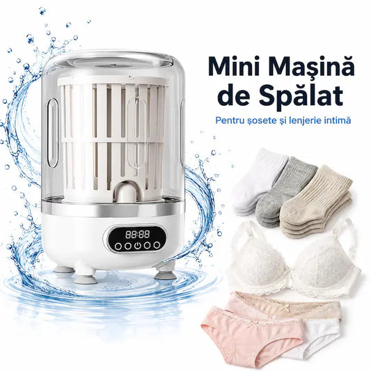 Mini Mașină de Spălat Portabilă 3L, Fără Fir, cu Stoarcere și 3 Programe