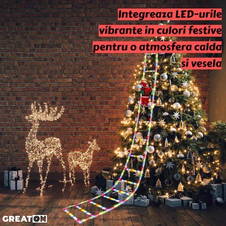 Scara pentru Mos Craciun , LED, metal/plastic, multicolor, 25 x 160 cm ...